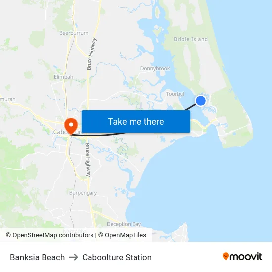 Banksia Beach to Caboolture Station map