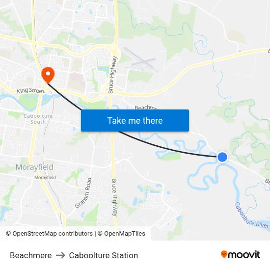 Beachmere to Caboolture Station map