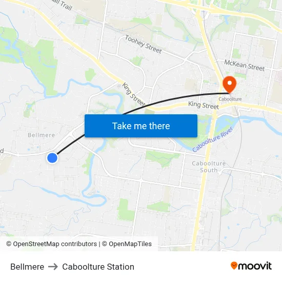 Bellmere to Caboolture Station map