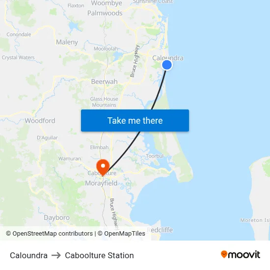 Caloundra to Caboolture Station map