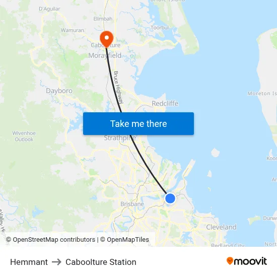 Hemmant to Caboolture Station map