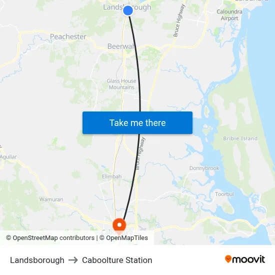 Landsborough to Caboolture Station map
