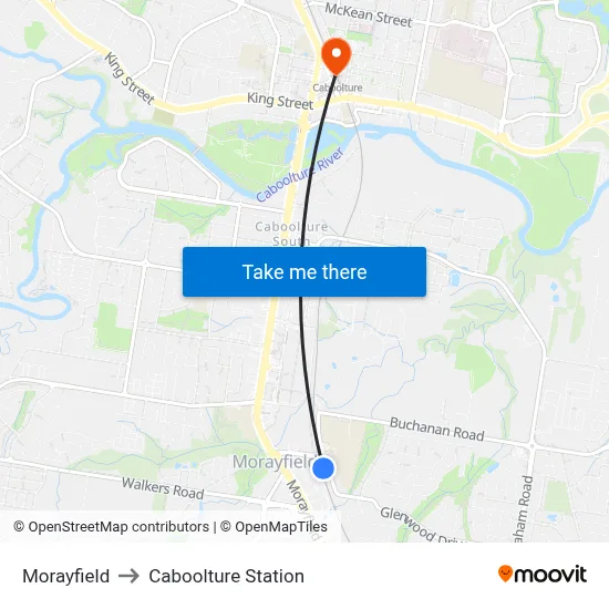 Morayfield to Caboolture Station map