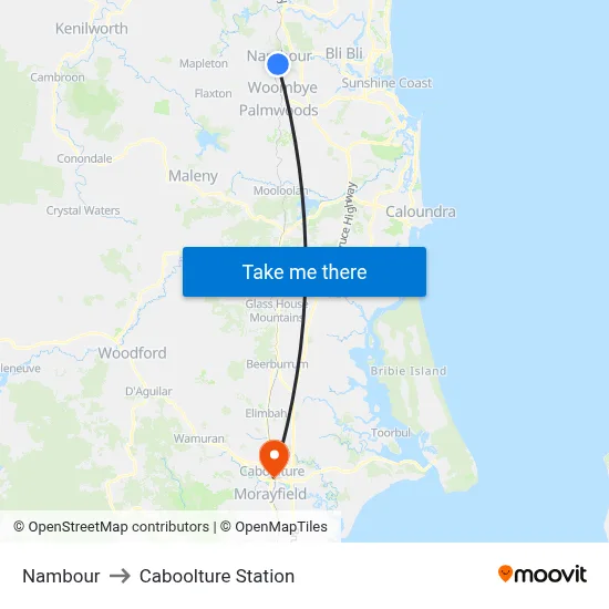 Nambour to Caboolture Station map