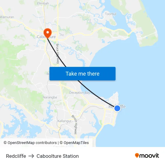 Redcliffe to Caboolture Station map