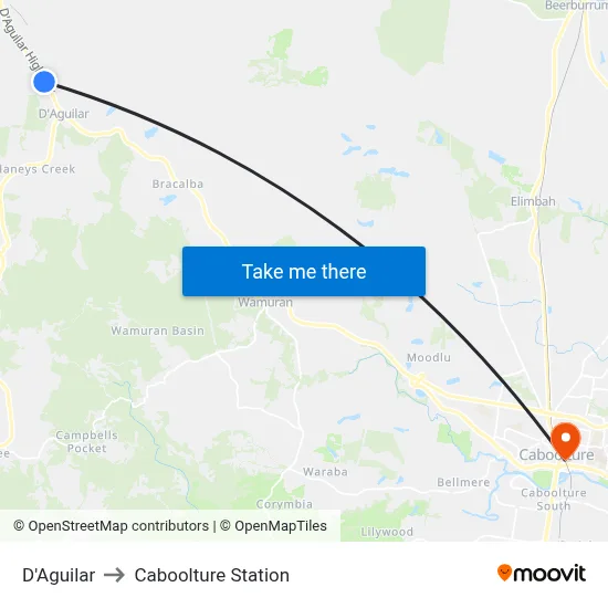 D'Aguilar to Caboolture Station map