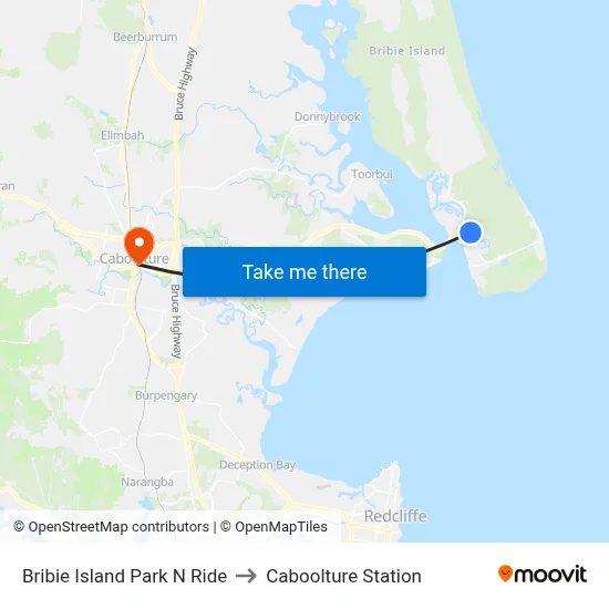 Bribie Island Park N Ride to Caboolture Station map