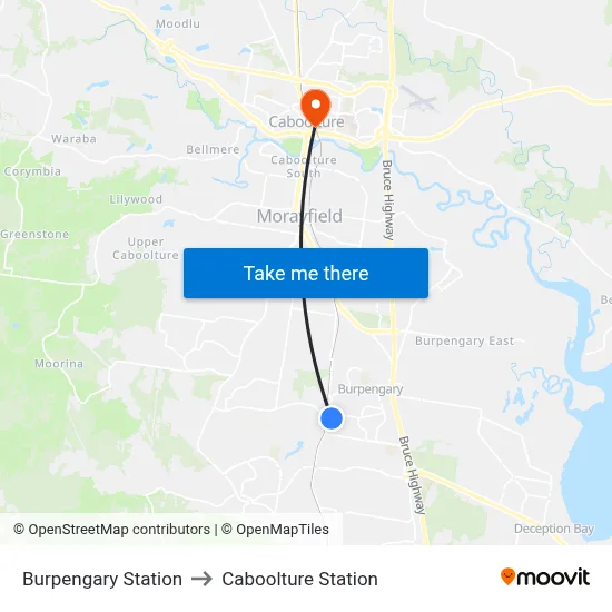 Burpengary Station to Caboolture Station map