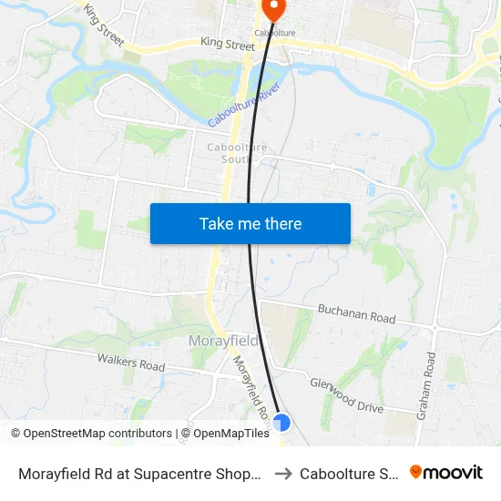 Morayfield Rd at Supacentre Shopping Centre to Caboolture Station map
