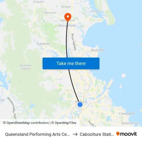 Queensland Performing Arts Centre to Caboolture Station map