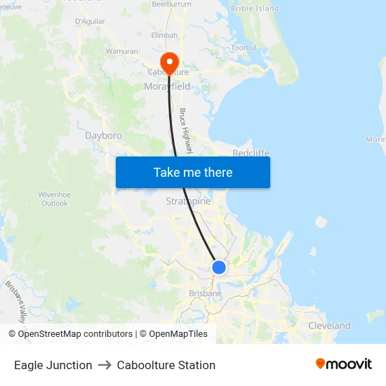 Eagle Junction to Caboolture Station map