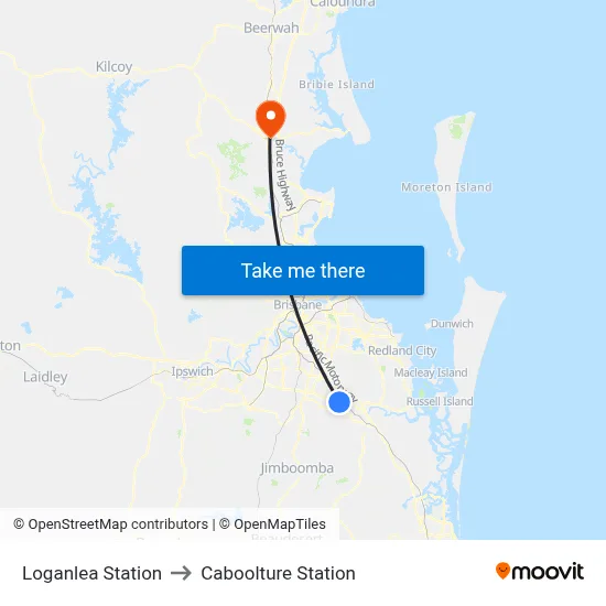 Loganlea Station to Caboolture Station map