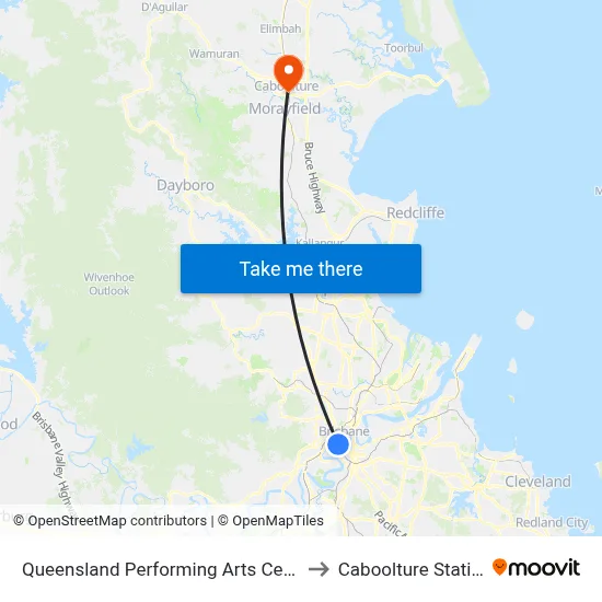 Queensland Performing Arts Centre to Caboolture Station map