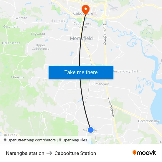 Narangba station to Caboolture Station map