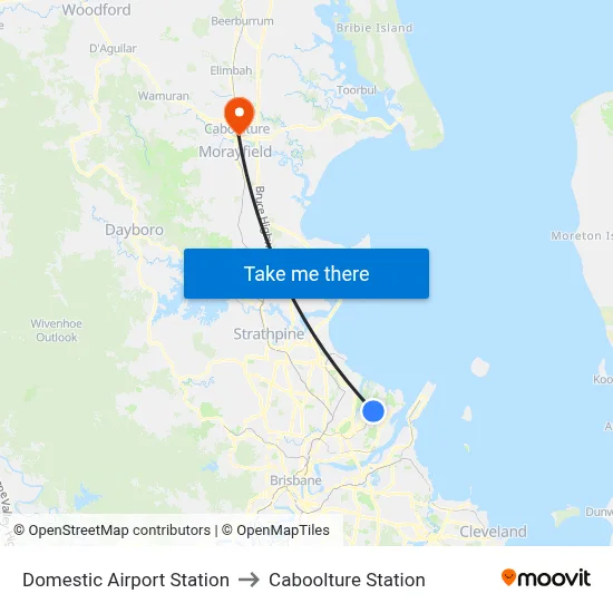 Domestic Airport Station to Caboolture Station map