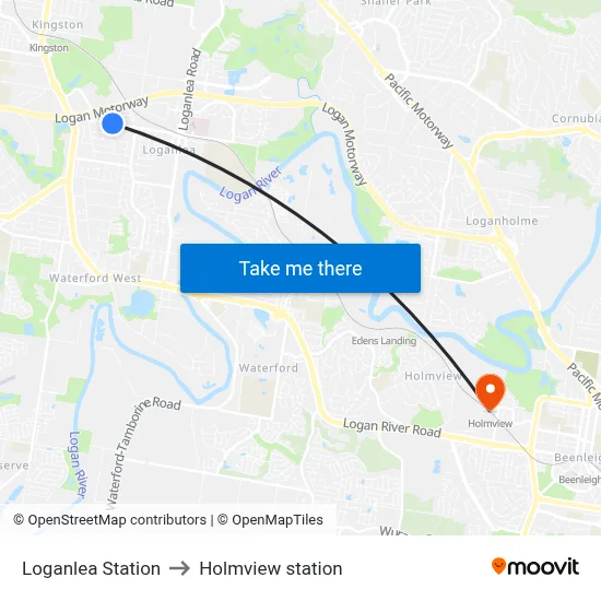 Loganlea Station to Holmview station map