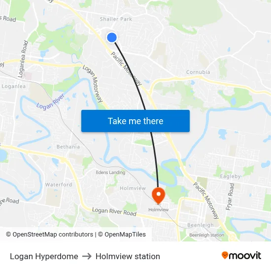 Logan Hyperdome to Holmview station map