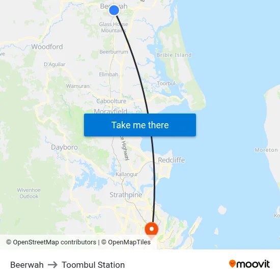 Beerwah to Toombul Station map