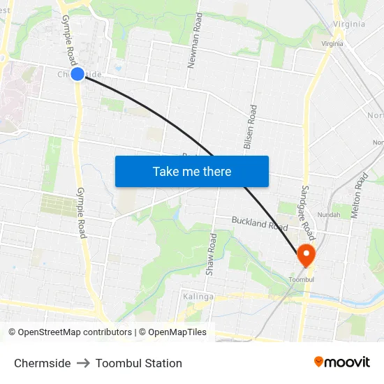 Chermside to Toombul Station map