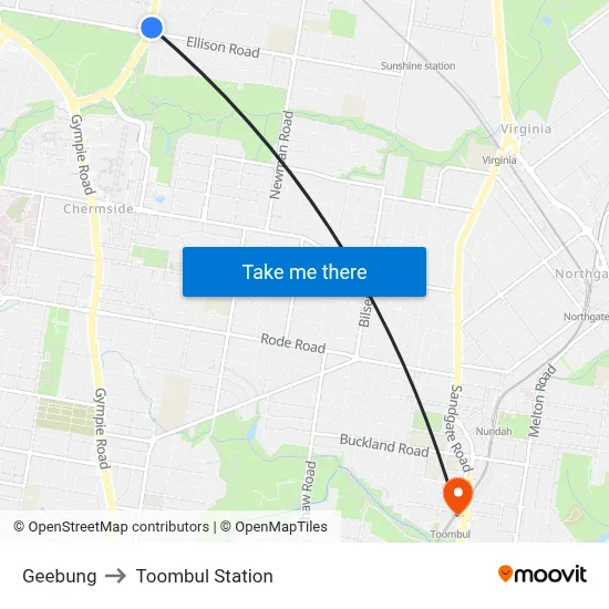 Geebung to Toombul Station map