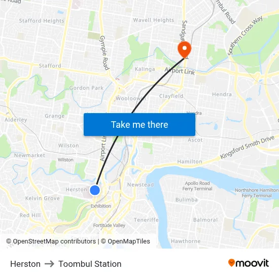 Herston to Toombul Station map