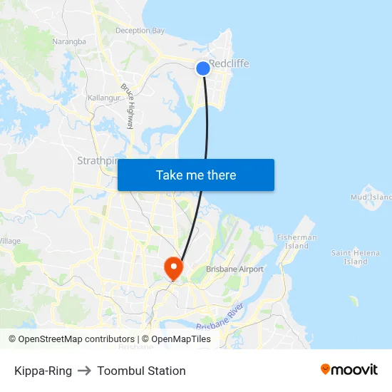Kippa-Ring to Toombul Station map