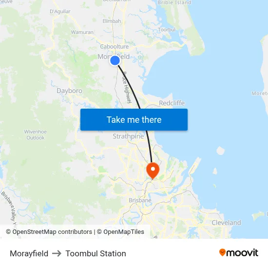 Morayfield to Toombul Station map