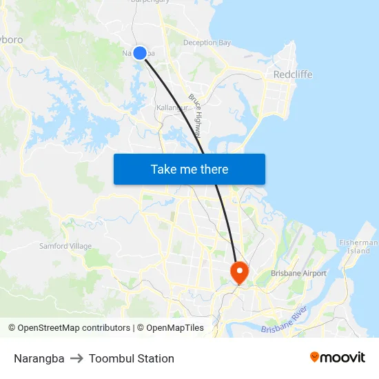 Narangba to Toombul Station map