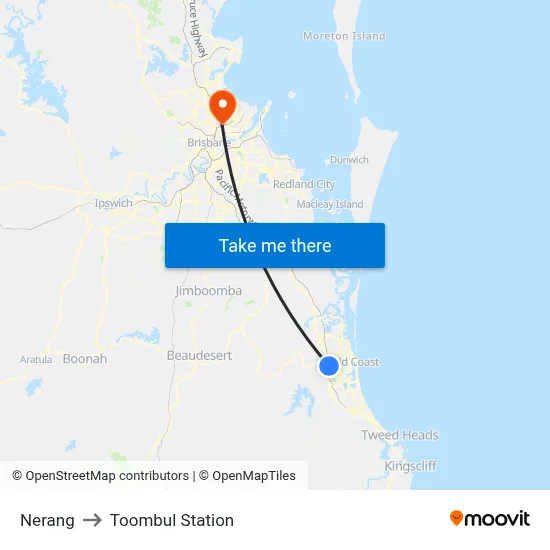 Nerang to Toombul Station map