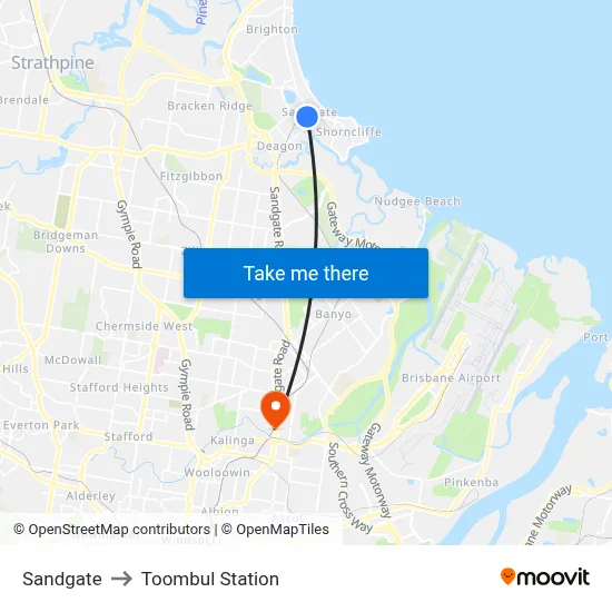 Sandgate to Toombul Station map