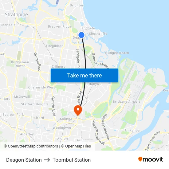 Deagon Station to Toombul Station map