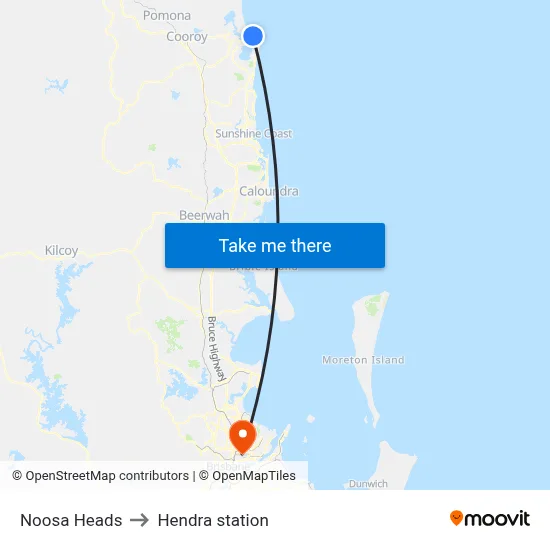 Noosa Heads to Hendra station map