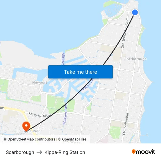 Scarborough to Kippa-Ring Station map