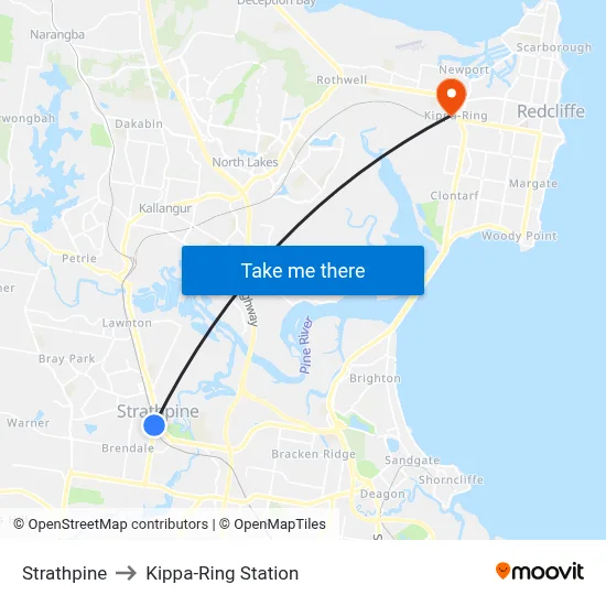 Strathpine to Kippa-Ring Station map