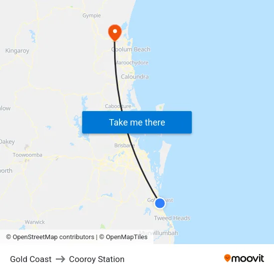 Gold Coast to Cooroy Station map