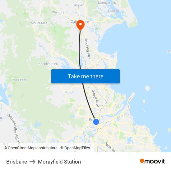 Brisbane to Morayfield Station map