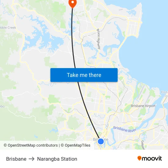 Brisbane to Narangba Station map