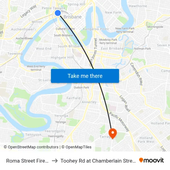 Roma Street Fire Station to Toohey Rd at Chamberlain Street, Stop 46a map