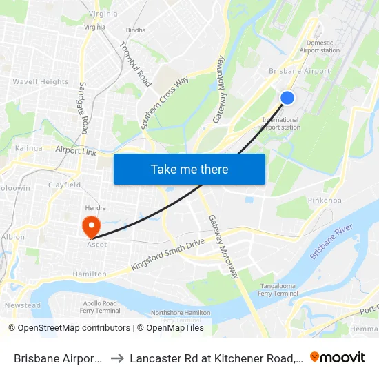 Brisbane Airport BNE to Lancaster Rd at Kitchener Road, Stop 25 map