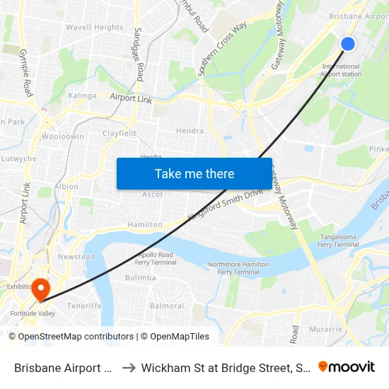 Brisbane Airport BNE to Wickham St at Bridge Street, Stop 5 map