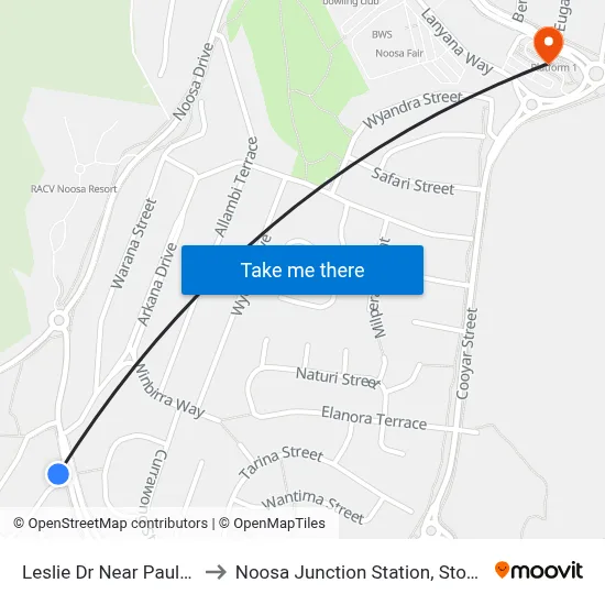Leslie Dr Near Paul St to Noosa Junction Station, Stop B map