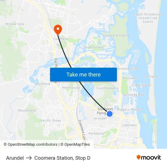 Arundel to Coomera Station, Stop D map