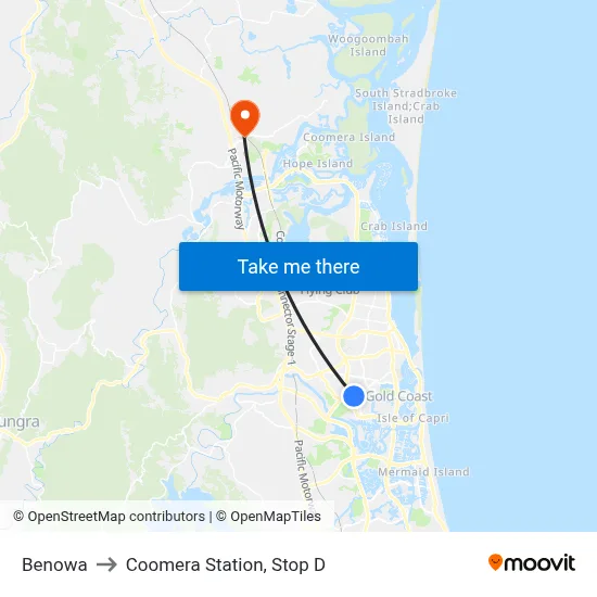 Benowa to Coomera Station, Stop D map