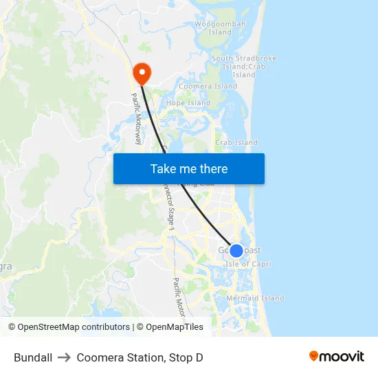 Bundall to Coomera Station, Stop D map