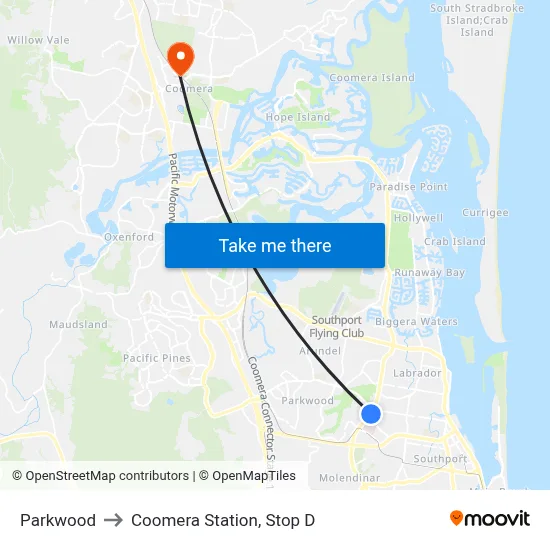 Parkwood to Coomera Station, Stop D map