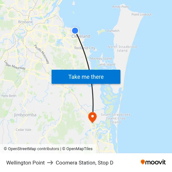 Wellington Point to Coomera Station, Stop D map