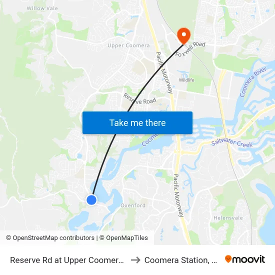 Reserve Rd at Upper Coomera Village to Coomera Station, Stop D map