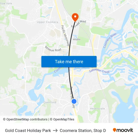 Gold Coast Holiday Park to Coomera Station, Stop D map