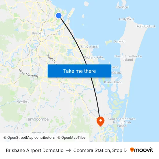Brisbane Airport Domestic to Coomera Station, Stop D map