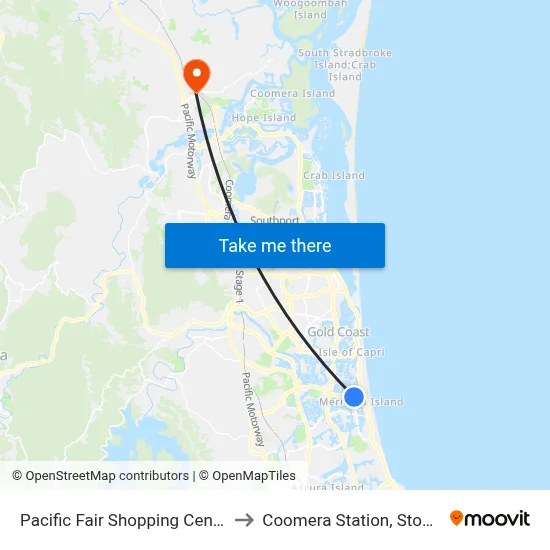 Pacific Fair Shopping Centre to Coomera Station, Stop D map